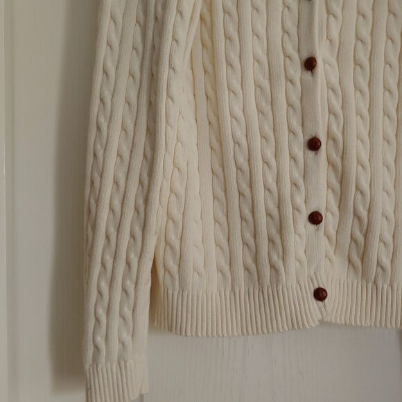 American Living Cream Cable Knit Y2k Preppy Academia Indie Button Cardigan XL - Picture 5 of 12